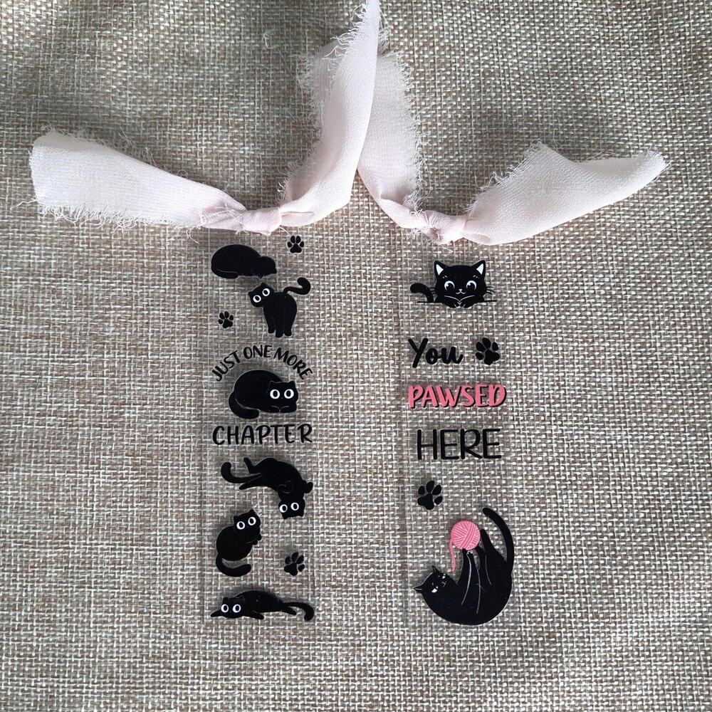Pet Bookmark Pawsed Here Just One More Chapter Funny Kitty Pun Clear Page Marker